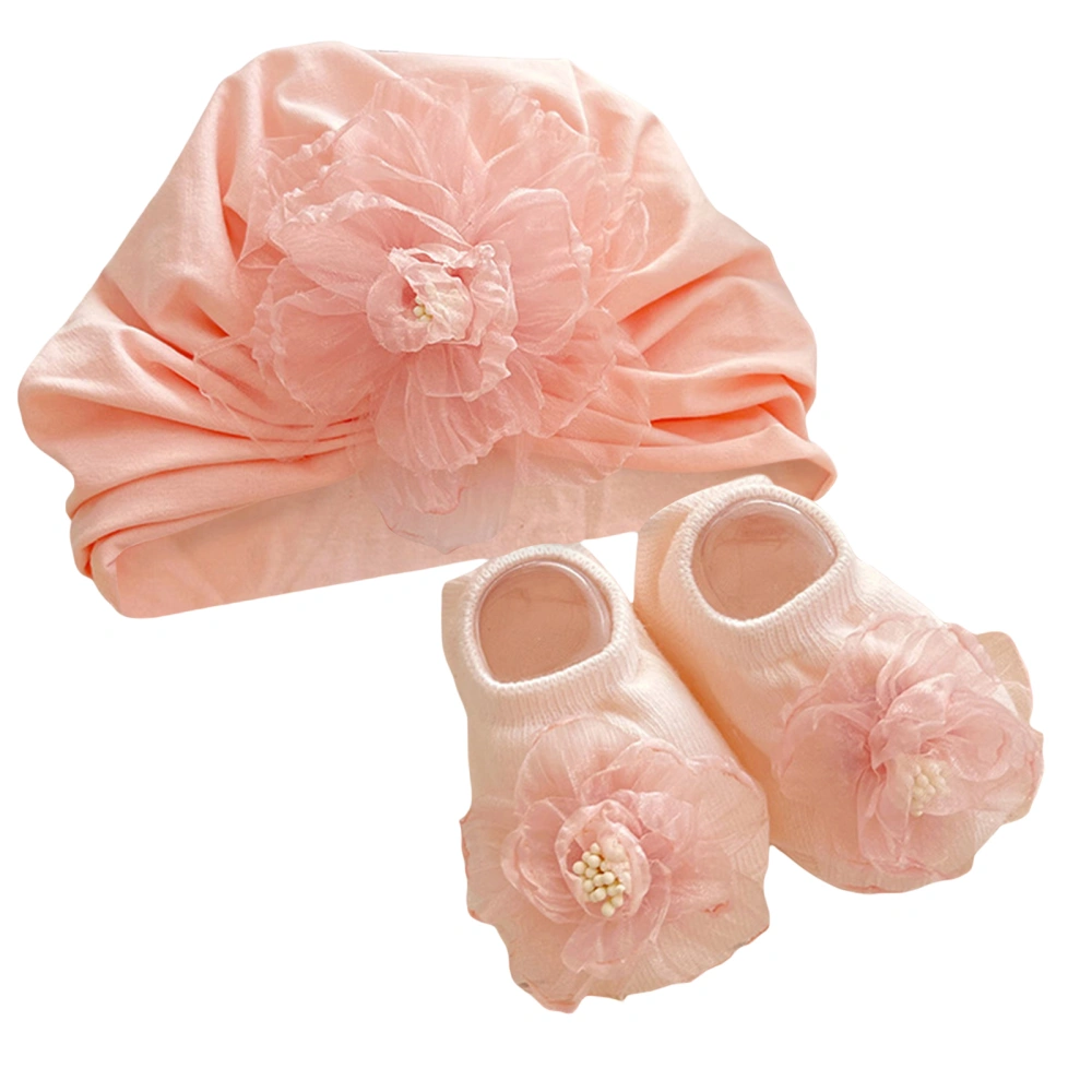 Baby Girl Socks and Cap Set Bow/Flower Turban Hat and Socks