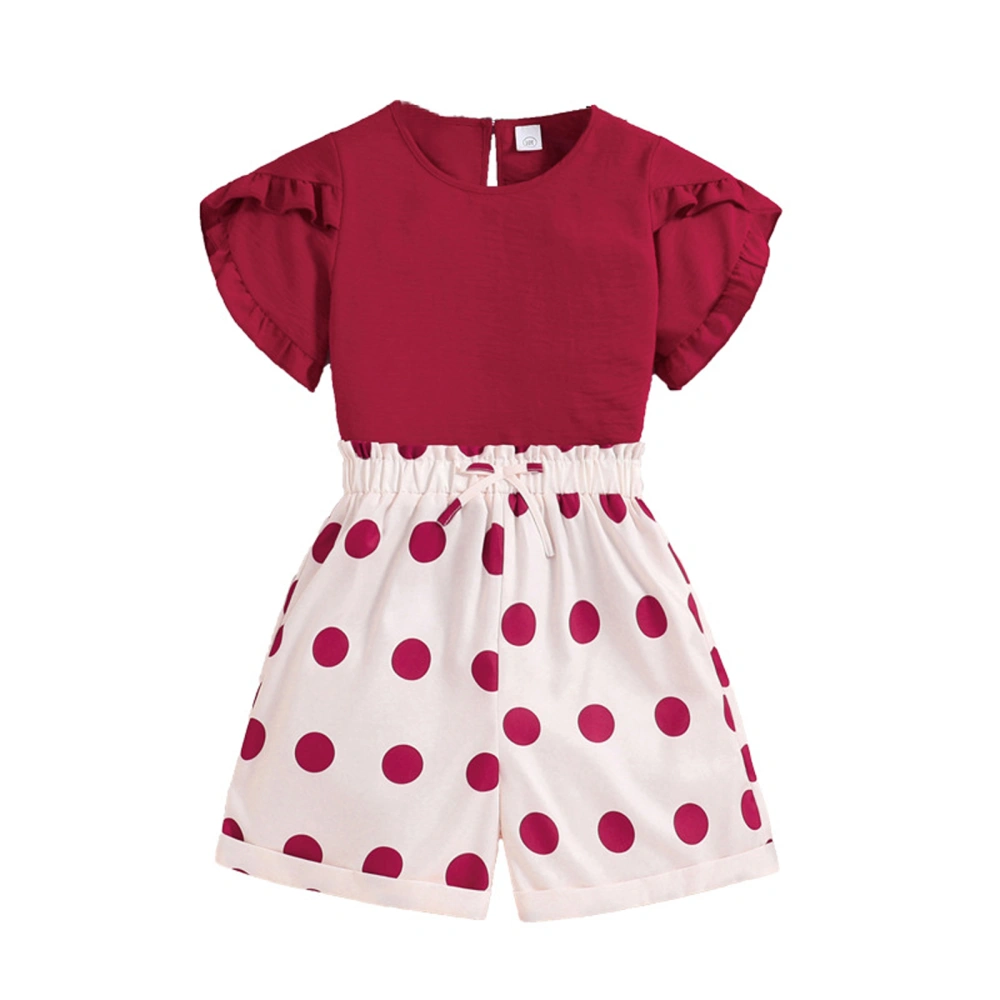 Toddler Girls Summer Outfit Short Sleeve T-Shirt and Dot Print Shorts