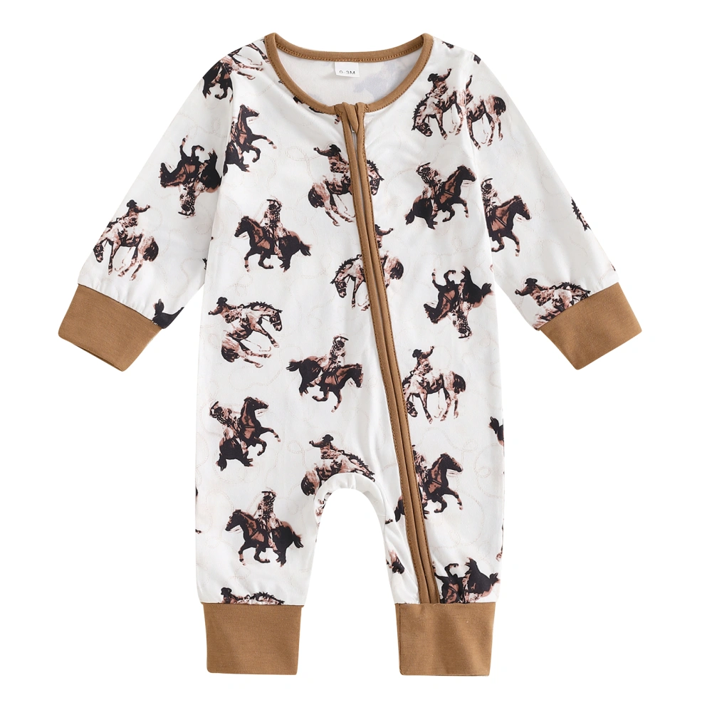 Baby Romper Western Elements Cow Print Long Sleeve Bodysuits