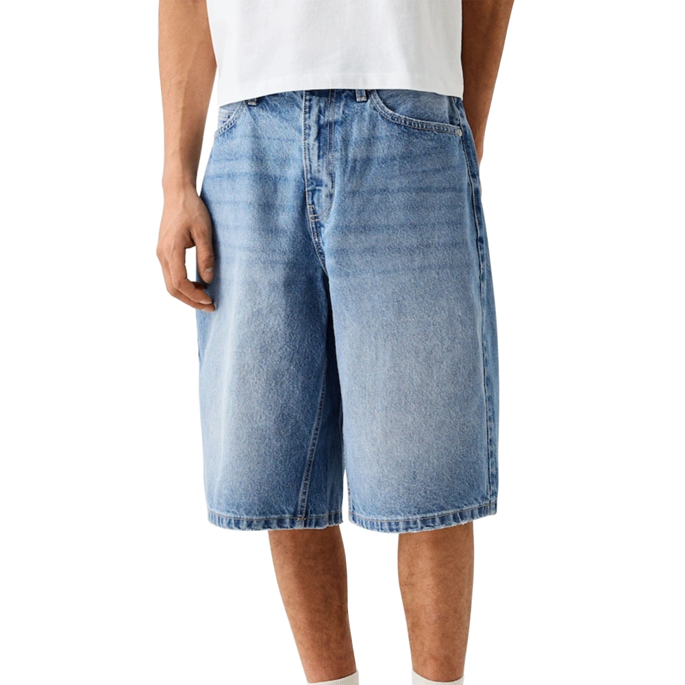 Men Denim Shorts, Zipper Button Closure Summer Casual Shorts