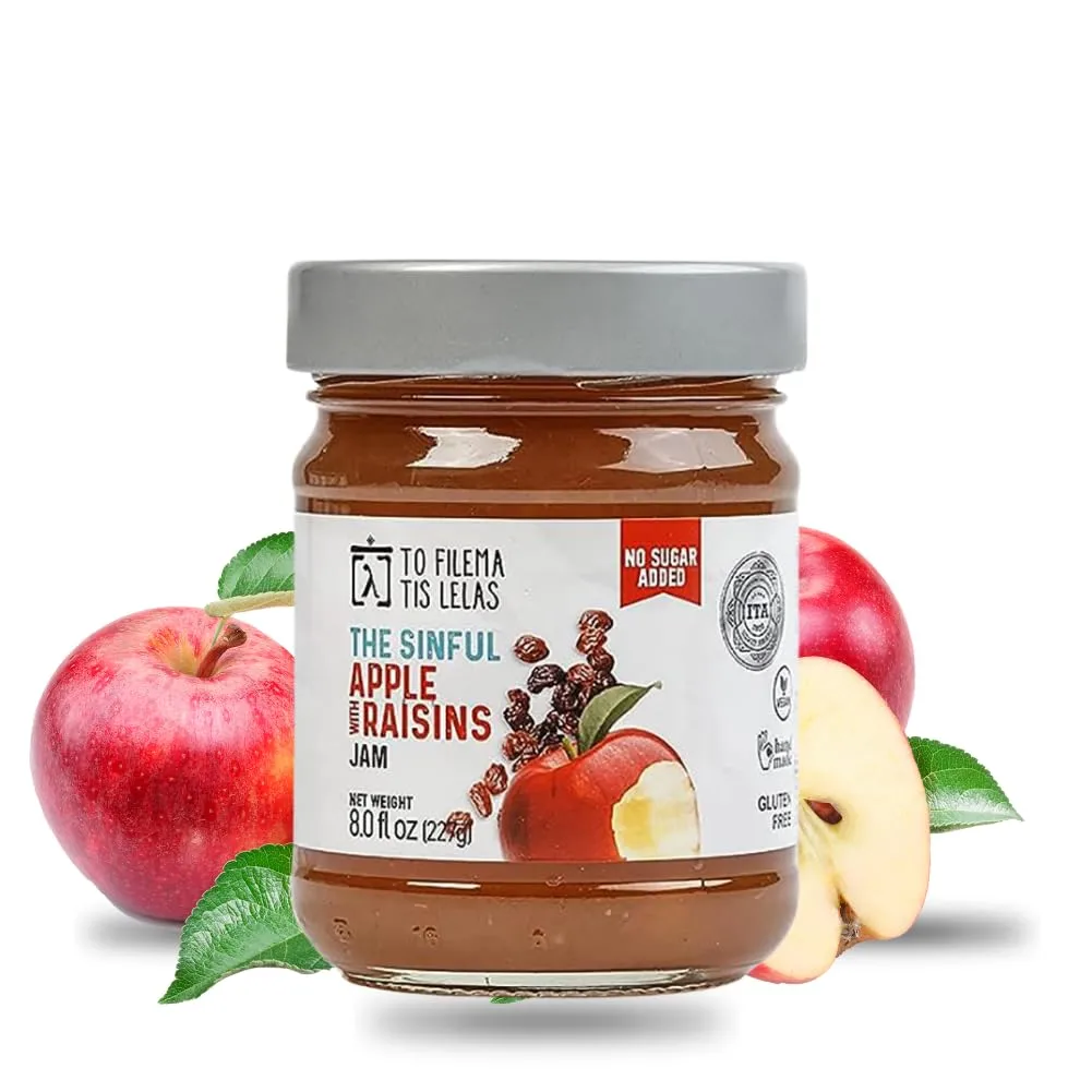 Apple Sugar Free Jam No Sugar Added Natural Sweetness Taste – Made in Greece No Added Sugar Jam, No Preservatives, Gluten Free Apple Jam – Apple Fruit Spread for Breakfast, Toasts