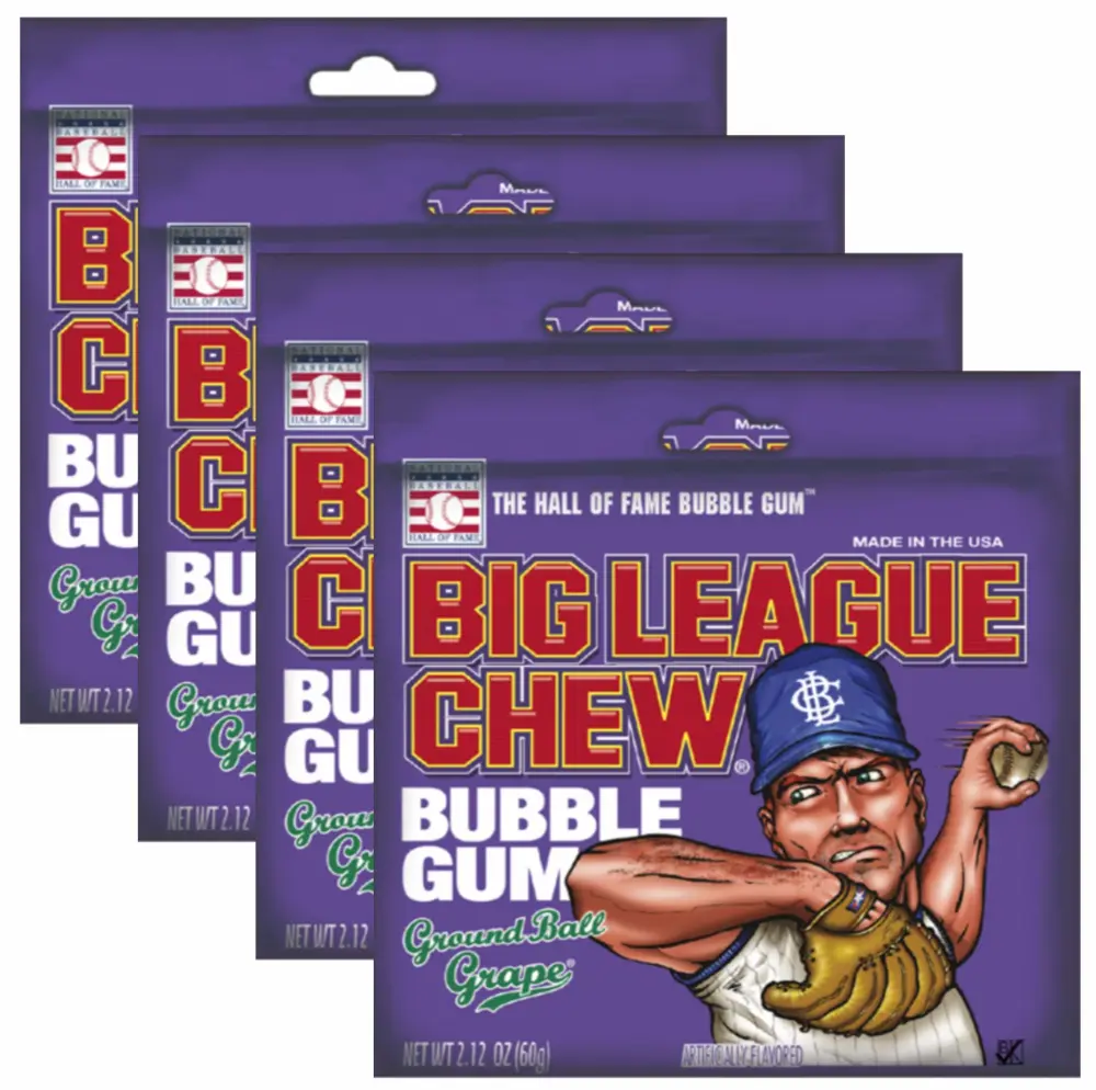 Big League Chew Ground Ball Grape | 4 Pack of 2.12 Bags