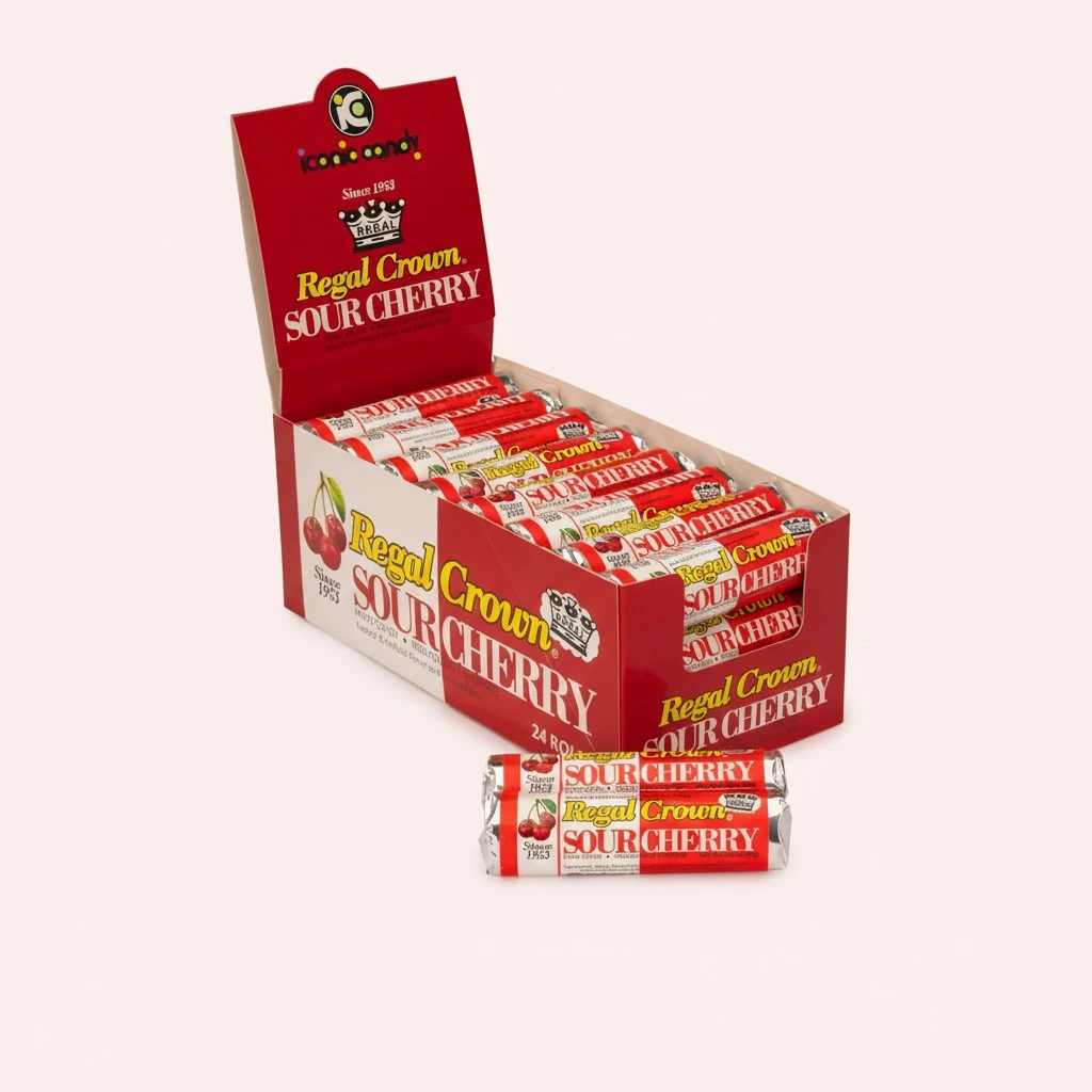 Regal Crown Roll Sour Cherry, 1.01 Ounce (Pack of 24), Sour Candy, The Hampton Candy Company
