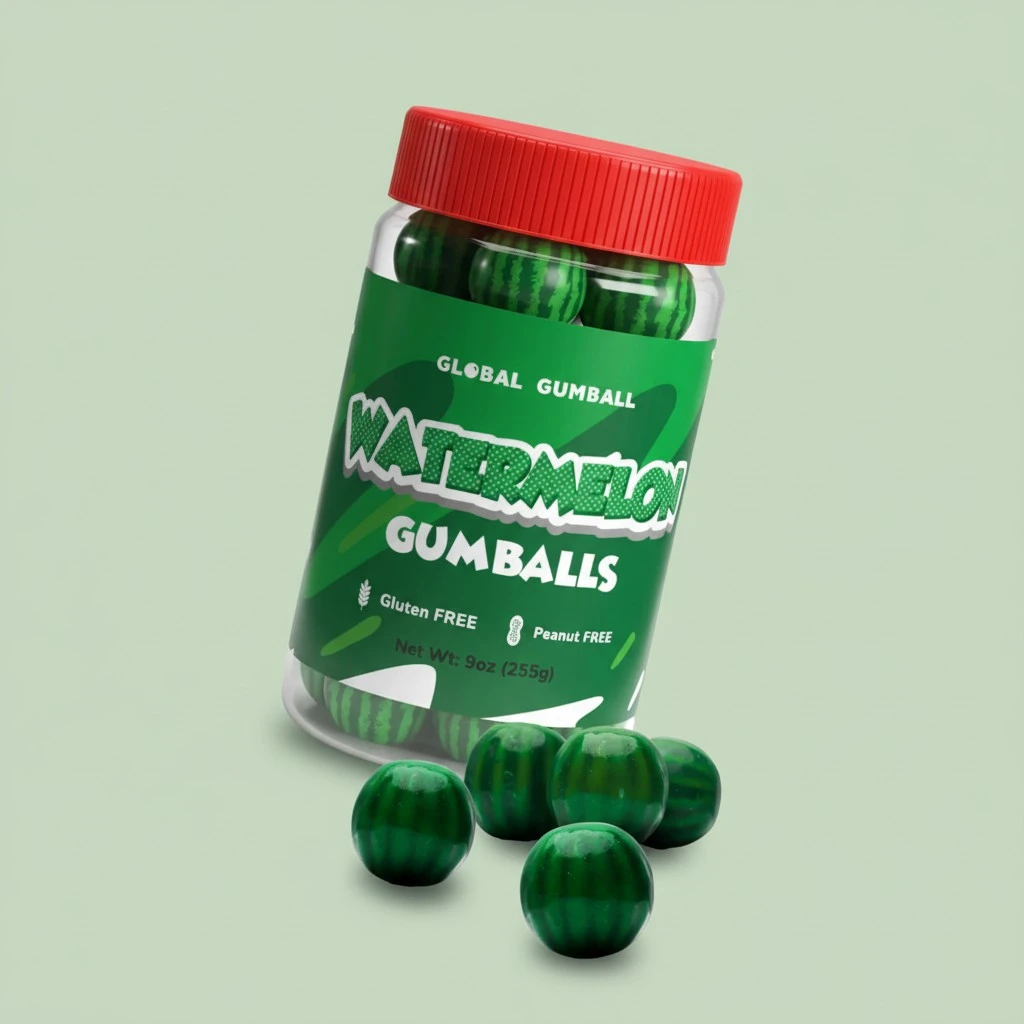 Gumballs for Kids in Jar - 1 Inch Large Gumballs - Watermelon Bubble Gum - Fun Chewing Gum for Kids - 9 OZ