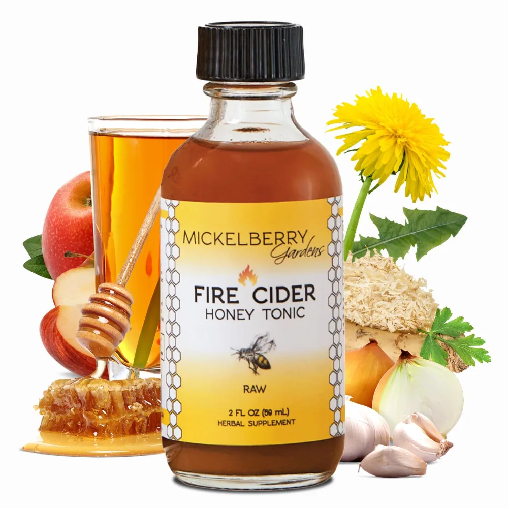 Fire Cider Apple Cider Vinegar Honey Tonic with Organic Turmeric Root, Ginger Root & Dandelion - Natural Digestive & Immune Support (2 Ounces)