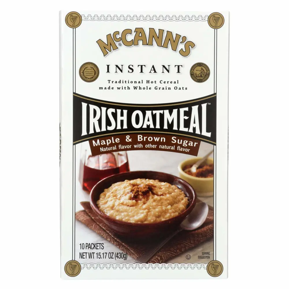 McCann's Instant Irish Oatmeal, Maple and Brown Sugar Flavor, 10 Count (Pack of 12)