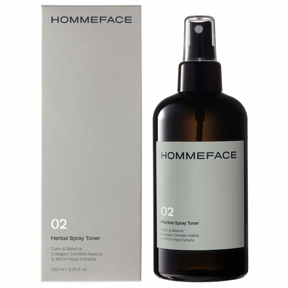 HOMMEFACE Men’s Herbal Spray Face Toner, 8.45 fl. oz. - Alcohol-Free, Hydrating and Balancing Facial Mist with Witch Hazel, CICA Extract, Anti Aging, Aftershaving, for All Skin Types