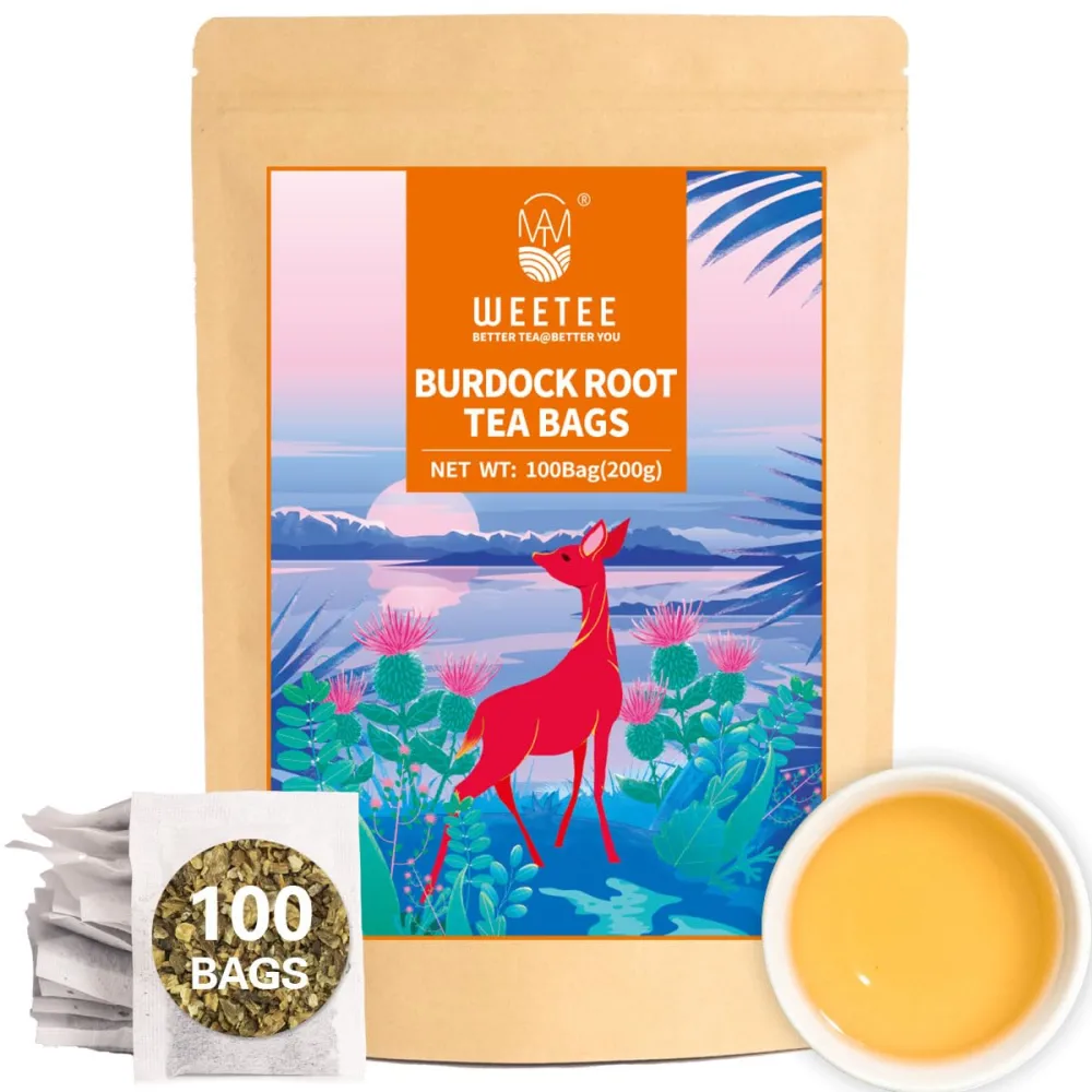 WT WEETEE Burdock Root Tea Bags, Made with 100% Pure Burdock Root, Rich in Antioxidants, Naturally Caffeine-free Herbal Tea, 100 Count