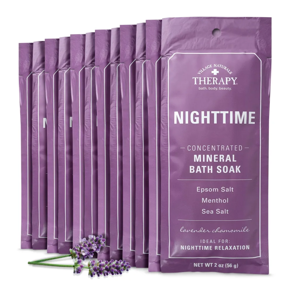 Village Naturals Therapy, Mineral Bath Soak Nighttime Relief, 2 Oz, Pack of 12