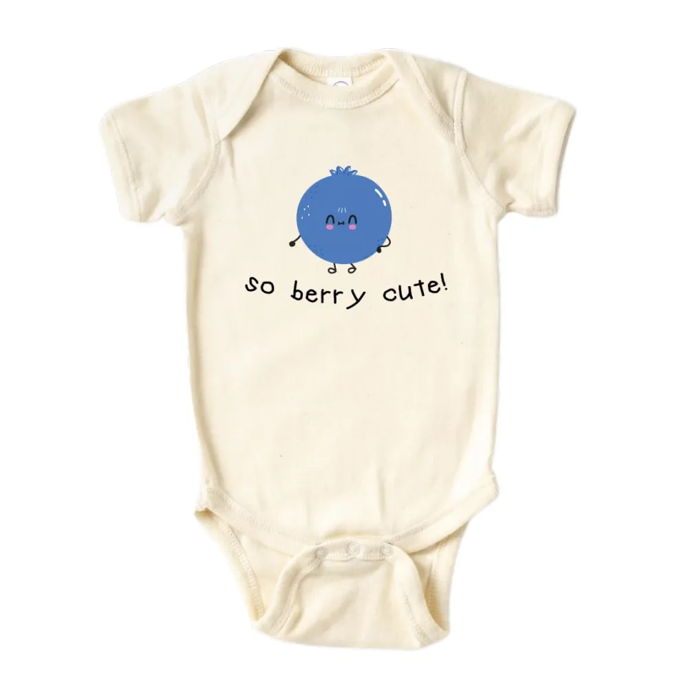 So Berry Cute Baby Onesie® Cute Bodysuit for Newborn Outfit for Kids Shirt Blueberry Clothes 11 (Short Sleeve Natural, 0-3m)