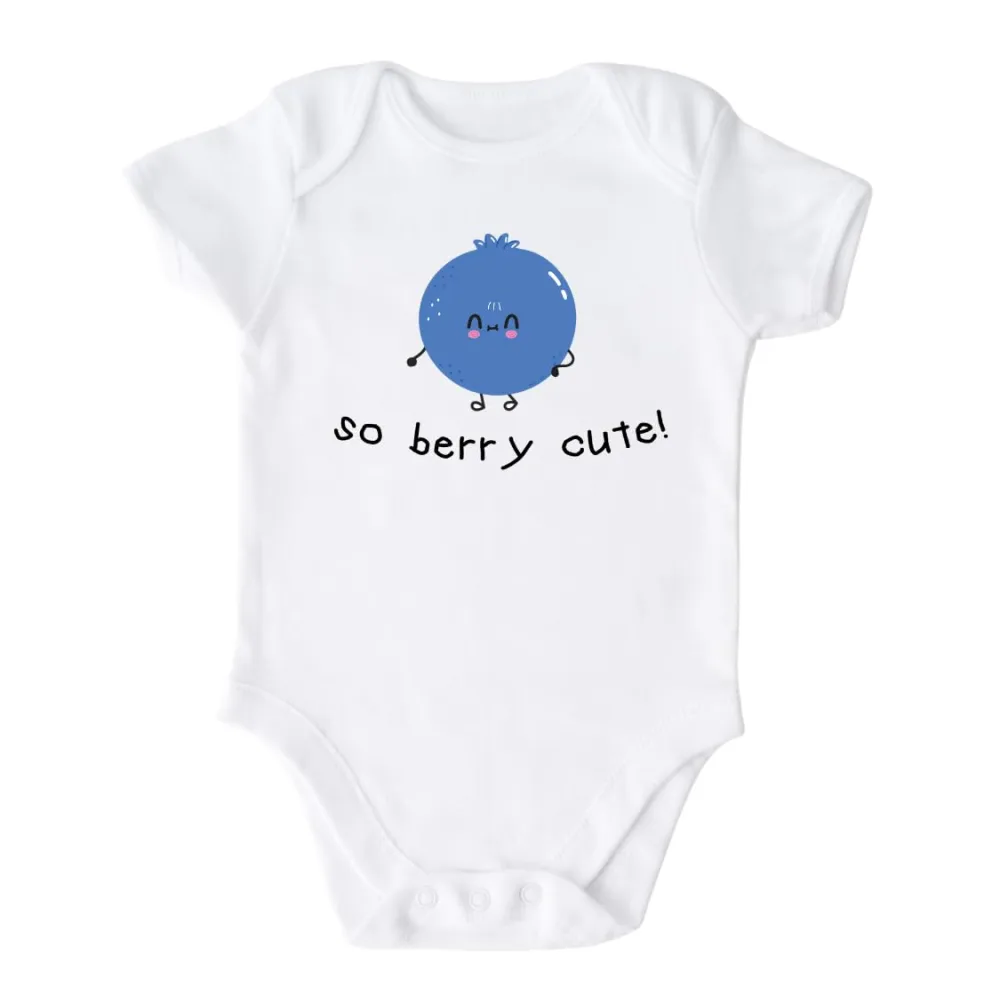 So Berry Cute Baby Onesie® Cute Bodysuit for Newborn Outfit for Kids Shirt Blueberry Clothes 11 (Short Sleeve White, 3-6m)