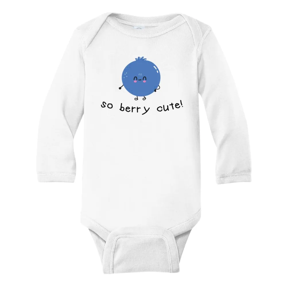 So Berry Cute Baby Onesie® Cute Bodysuit for Newborn Outfit for Kids Shirt Blueberry Clothes 11 (Long Sleeve White, 0-3m)