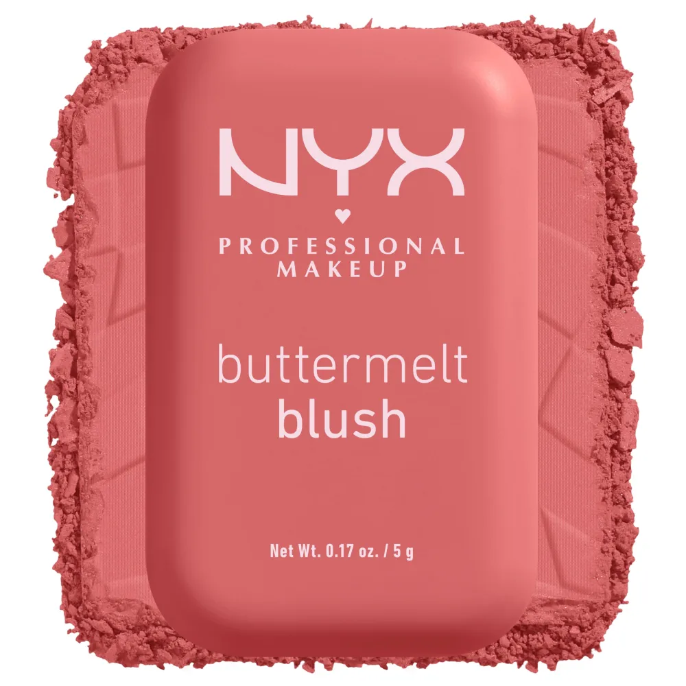 NYX PROFESSIONAL MAKEUP Buttermelt Powder Blush, Fade and Transfer-Resistant Blush, Up to 12HR Make Up Wear, Vegan Formula - Feeling Butta