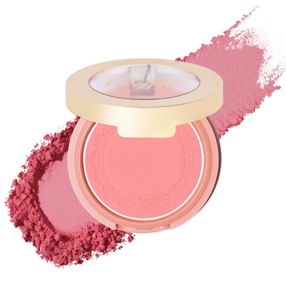 Oulac Yellow Pink Blushers for Cheeks Fair Skin Vegan,Mineral Powder Blush,Rich Colors, Buildable Blusher, Easy to Blend,Vegan,4,8g 13 Petal Blossom