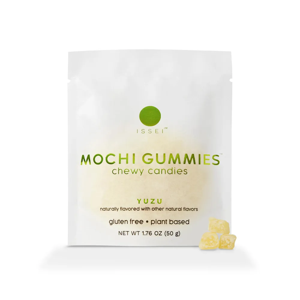 ISSEI Mochi Gummies Chewy Candy | Soft & Chewy | Award Winning | Gelatin-Free, Non-GMO, Kosher | Delicious Snack | 1.76 Oz (1.76 Ounce, Yuzu)