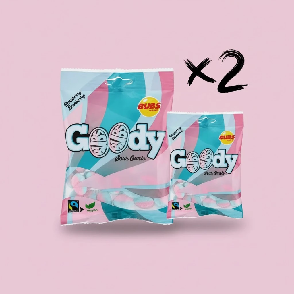 Bubs Goody Sour Ovals Raspberry Caramel 2 Pack of 90g