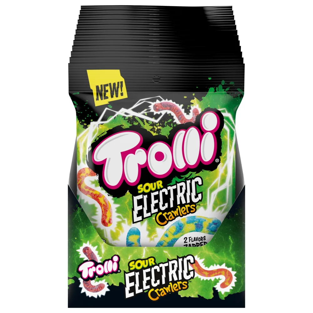 Trolli Electric Crawlers, Sour Gummy Candy, 4.25 Ounce Bags (Pack of 12)