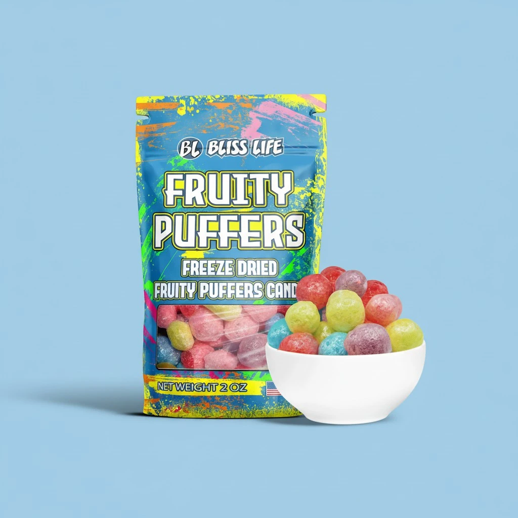 Bliss Life Fruity Puffers Freeze Dried Candy Variety Pack 2 oz - Extreme Sour Flavor, Delightful Crunch, Melts in Your Mouth, Made Fresh in USA