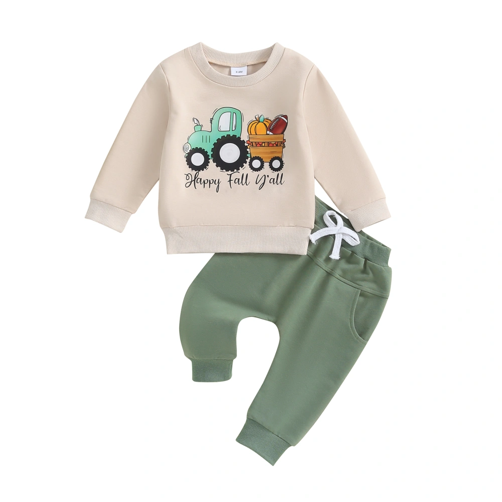 Baby 2Pcs Halloween Outfits Truck/Ghost Print Sweatshirt + Pants Set