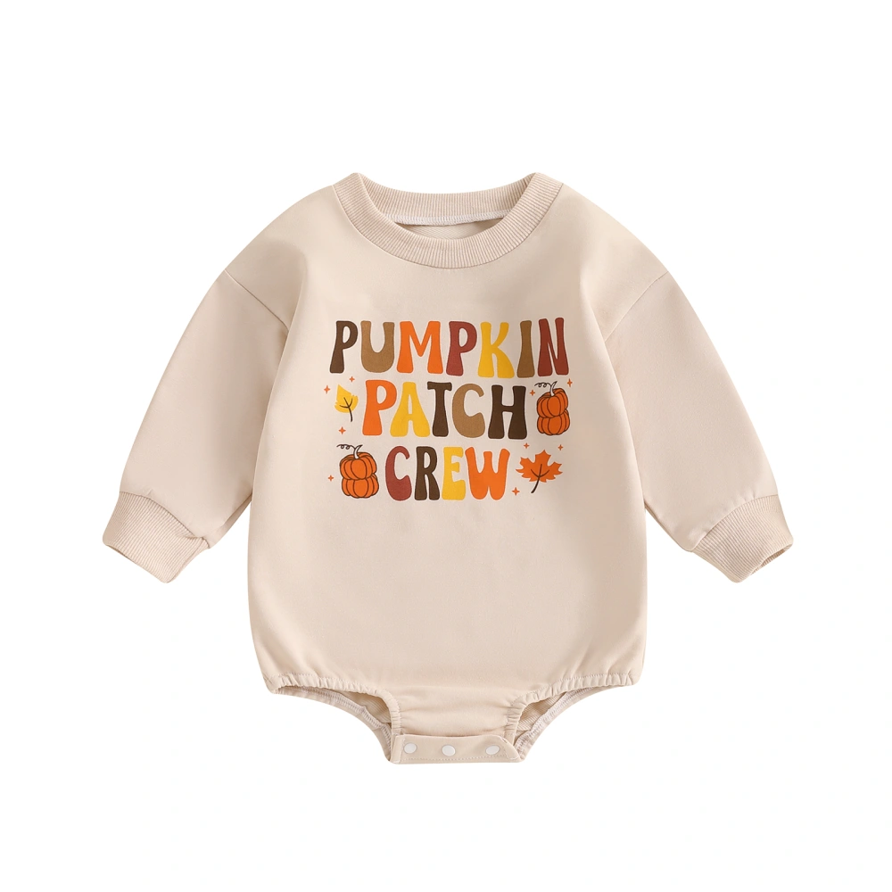 Baby Sweatshirt Romper Halloween Letter Print Long Sleeve Jumpsuit