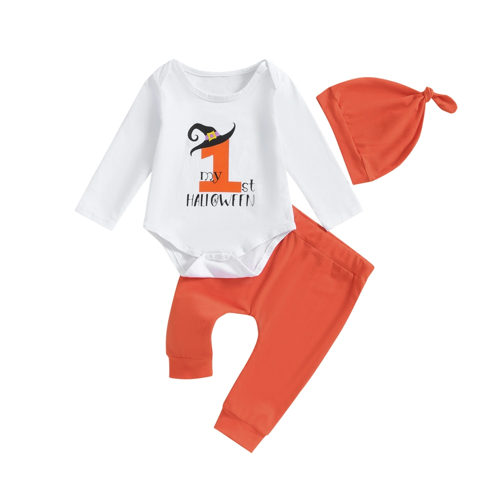 Baby Boy Halloween Set Witch Hat Letter Number Romper Pants Hat Outfit