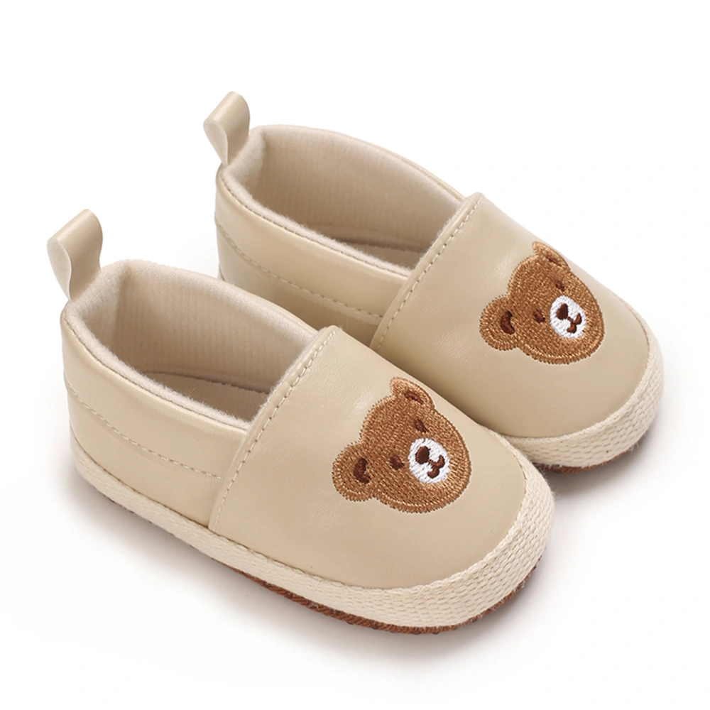 Baby Girl Casual Flats Bear Embroidery Soft Sole First Walking Shoes 