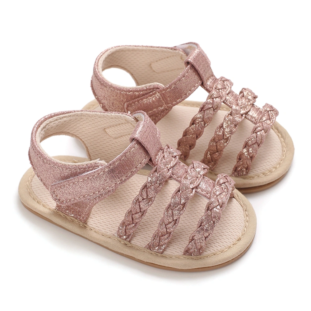 Baby Girl Sandals, Glitter Braided Non-slip Summer Flats Toddler Shoes