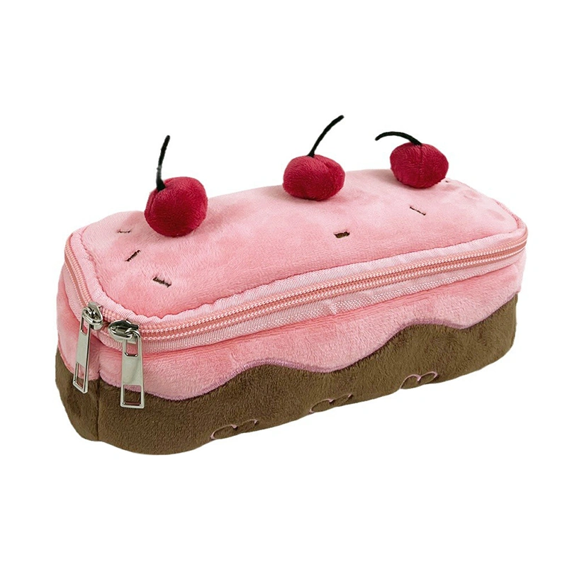 Cherry Cake Pencil Case, Soft Zipper Closure Large Capacity Pencil Bag