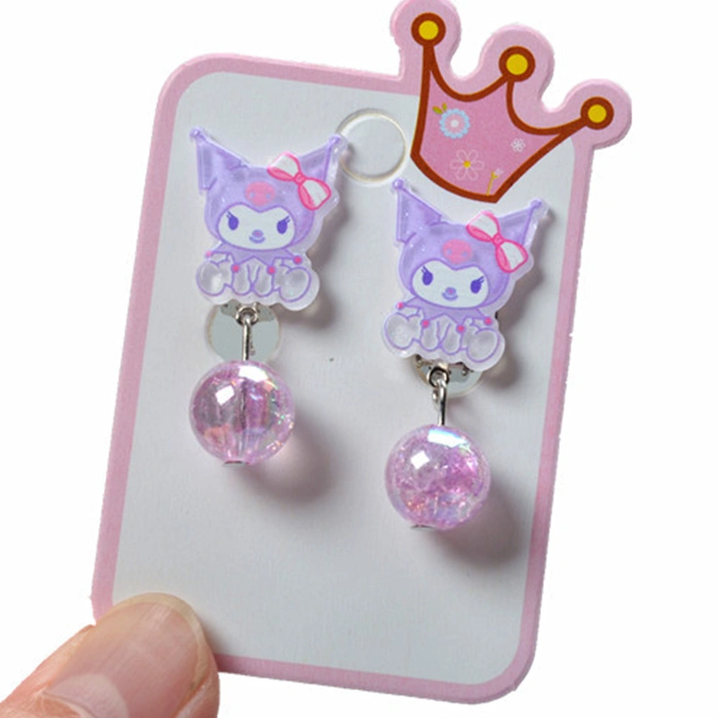 Kids Girl Cute Earrings Cartoon Animal Clip on Drop Earrings 