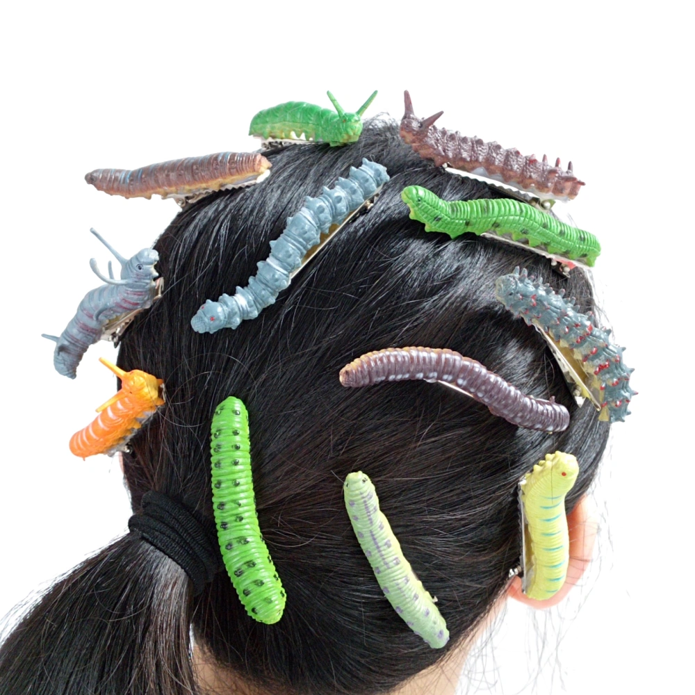 12 Pcs Halloween Caterpillar Hair Clips Scary Duck Billed Hair Pin