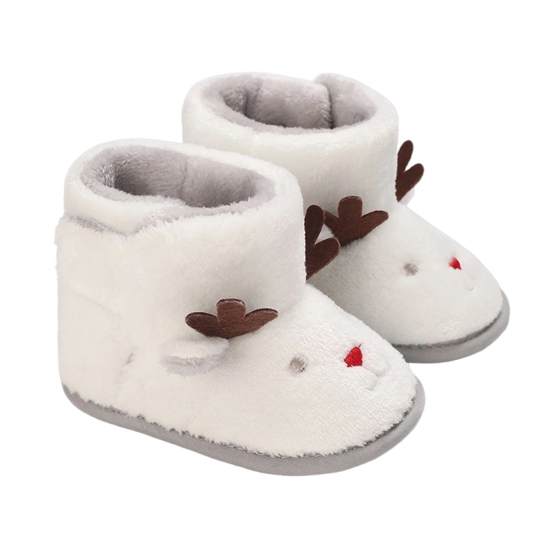 Baby Fleece Booties Soft Anti-Slip Reindeer Booties Winter Crib Shoes