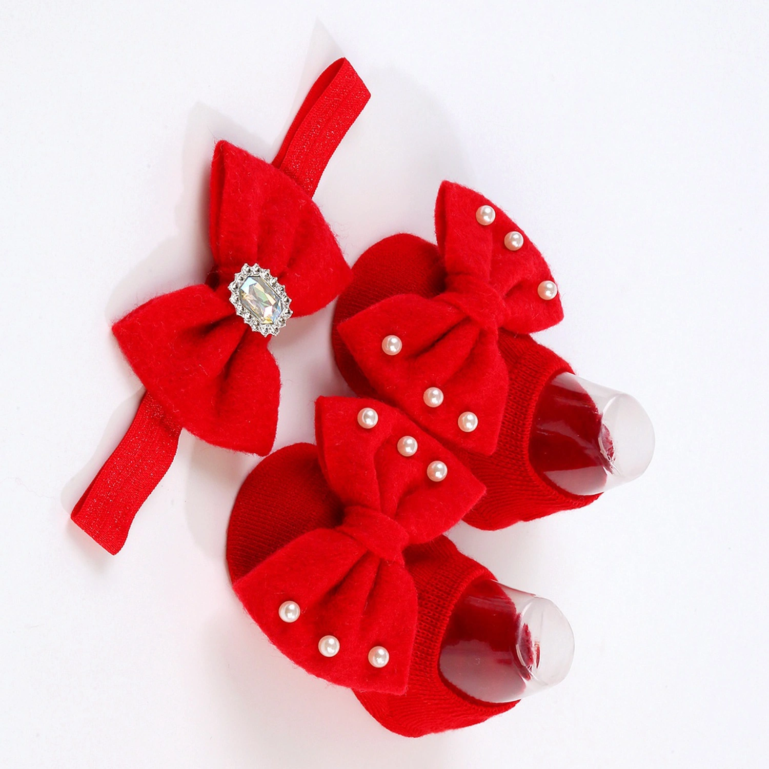 Baby Girl Floor Socks Cute Bow Non Slip Walking Socks and Headband