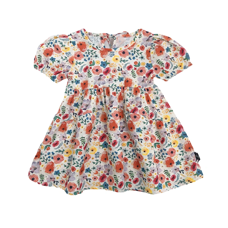 Kids Girls Summer Dress Floral Short Sleeve A-Line Princess Dress