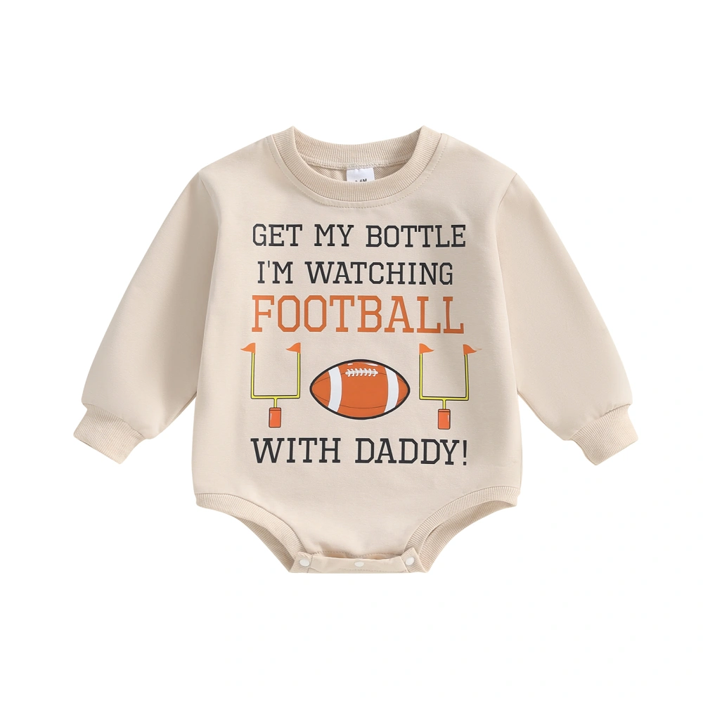 Baby Sweatshirt Romper Football Outfit Long Sleeve Flag Print Bodysuit