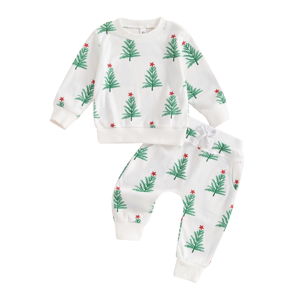 Toddler Boys Christmas Outfits Christmas Tree Print Sweatshirts Pants