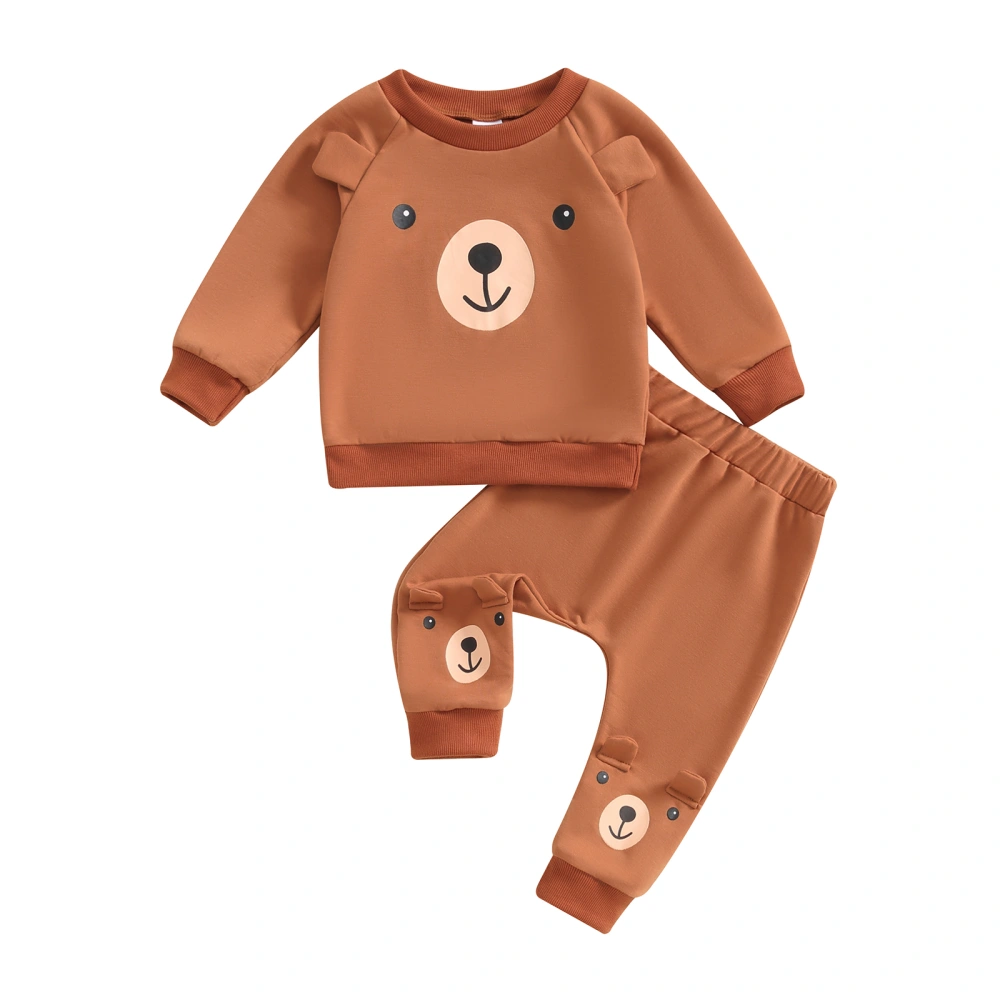 Boys Autumn Sets Long Sleeve O Neck Bear Print Sweatshirt Pants