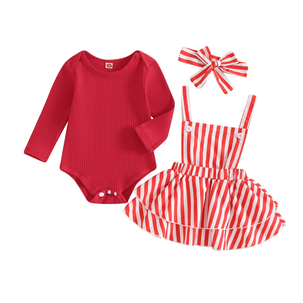 Baby Girl Christmas Outfit Long Sleeve Romper Overall Dress Headband 