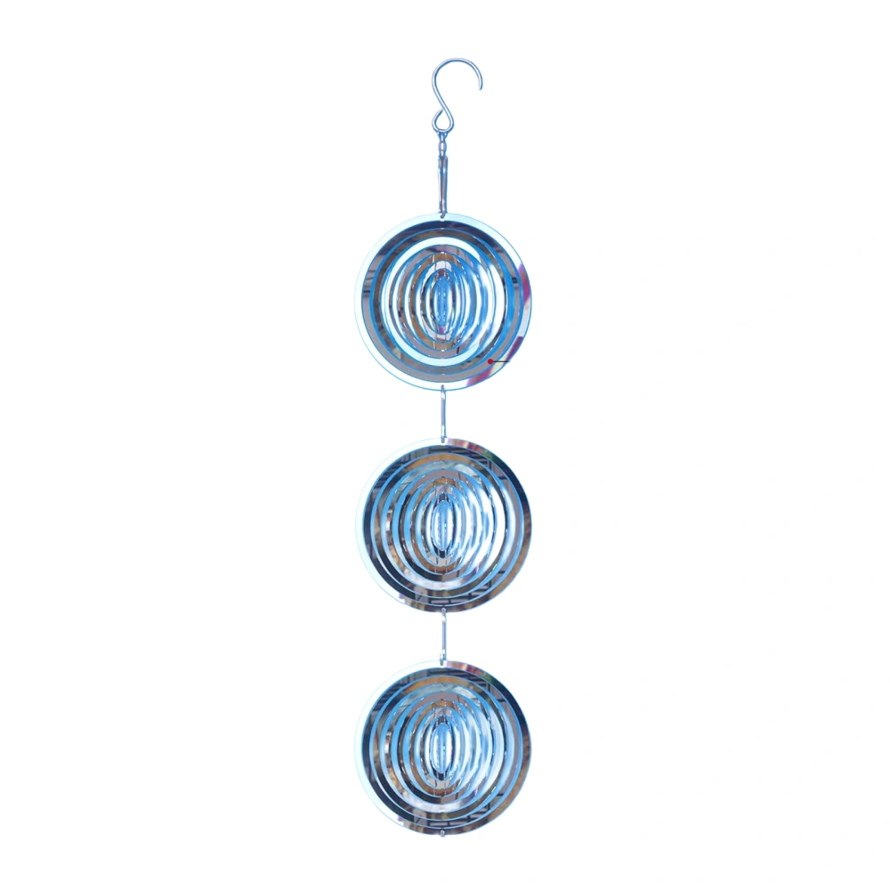 Hanging Wind Spinner Outdoor Metal Decorations, Silver Wind Spinners