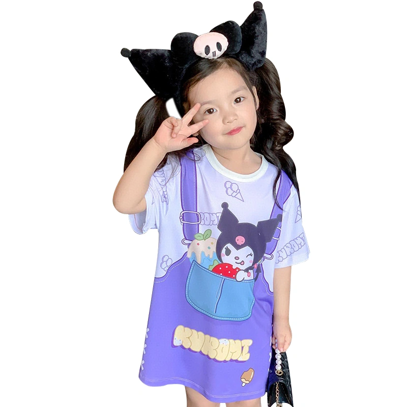 Little Girls Cartoon Print Dress Cute Short Sleeve Suspender Dresses