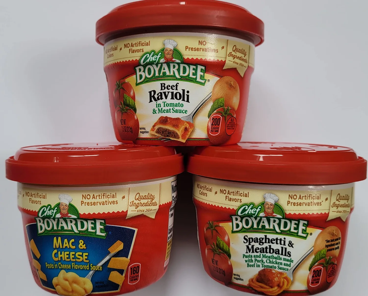 Chef Boyardee Microwavable Bowls VARIETY PACK: Beef Ravioli, Mac & Cheese, Spaghetti & Meatballs (12 Pack), 4 of Each Flavor, 7.5 Ounce Bowls