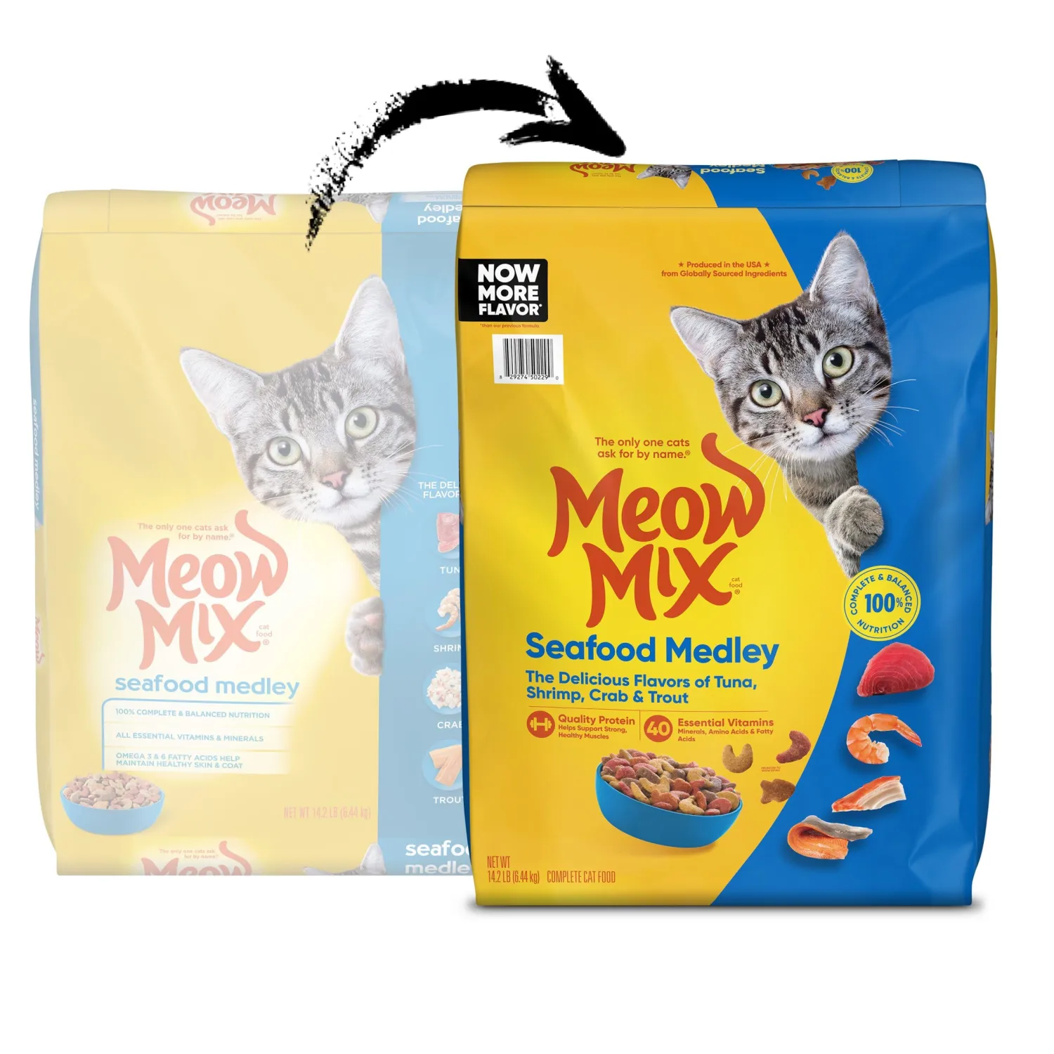 Meow Mix Seafood Medley Dry Cat Food, 14.2 Pound Bag