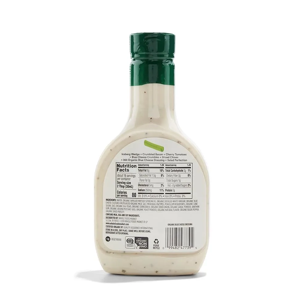 365 by Whole Foods Market, Dressing Blue Cheese Organic, 16 Fl Oz