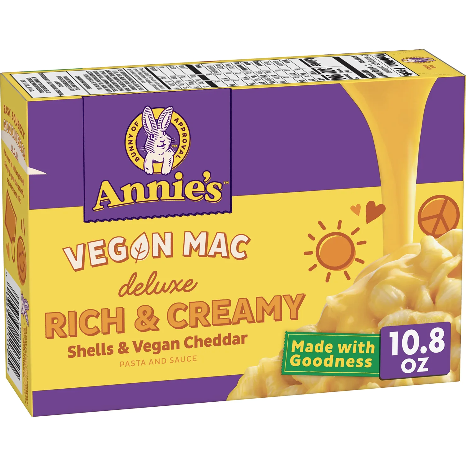 Annie's Deluxe Vegan Mac and Cheddar Shells, Vegan Macaroni and Cheese, 10.8 oz