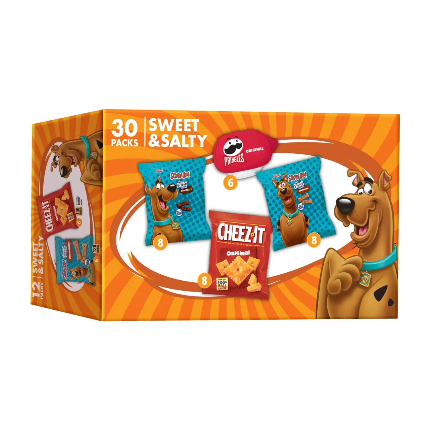 Kellogg's Cheez-It, Pringles & Scooby-Doo Sweet and Salty Snacks Variety Pack, 28oz Box (30 Count)