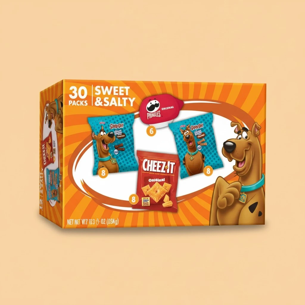 Kellogg's Cheez-It, Pringles & Scooby-Doo Sweet and Salty Snacks Variety Pack, 28oz Box (30 Count)