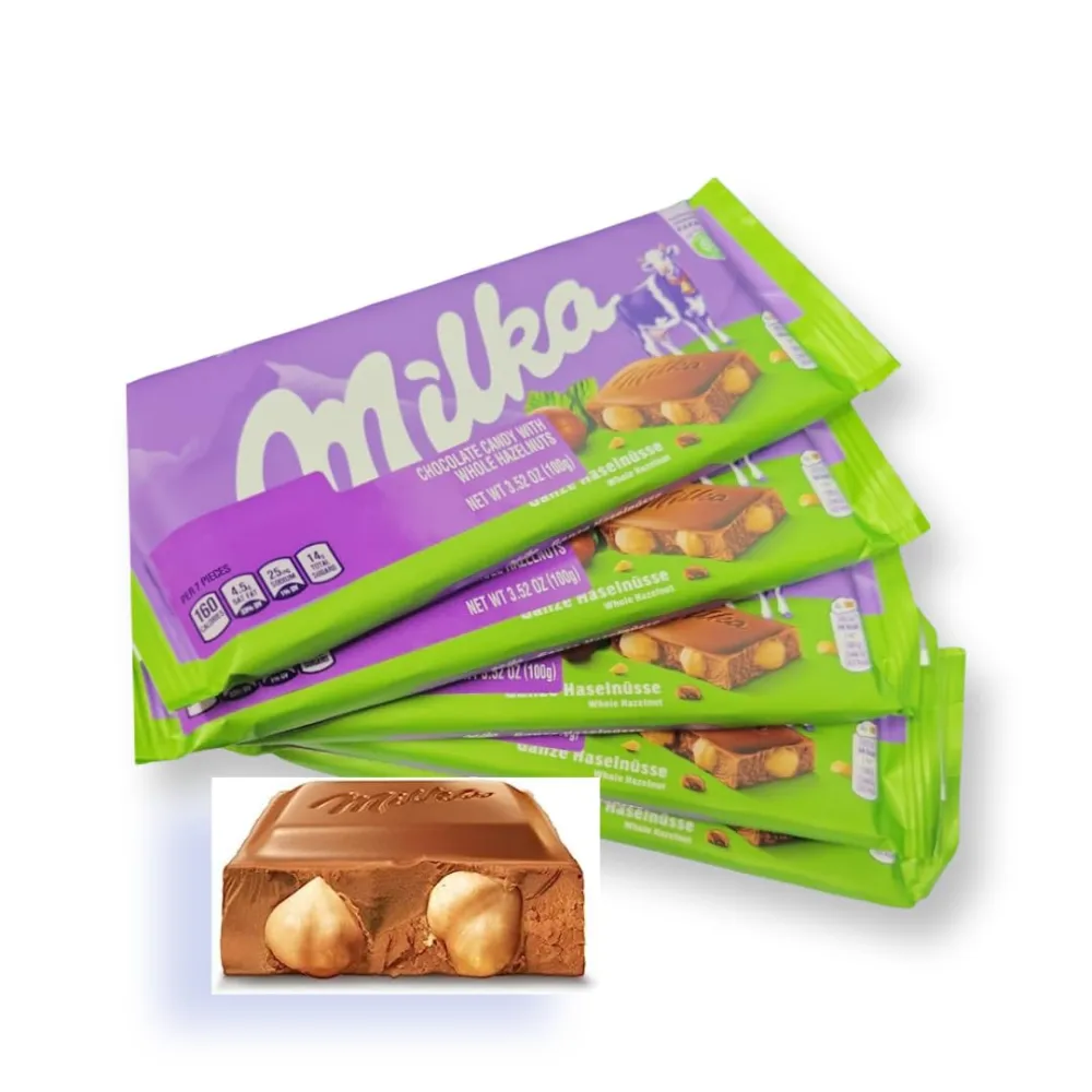 Milka Milk Chocolate with Whole Hazelnuts (Pack of 5), 1.10 pounds