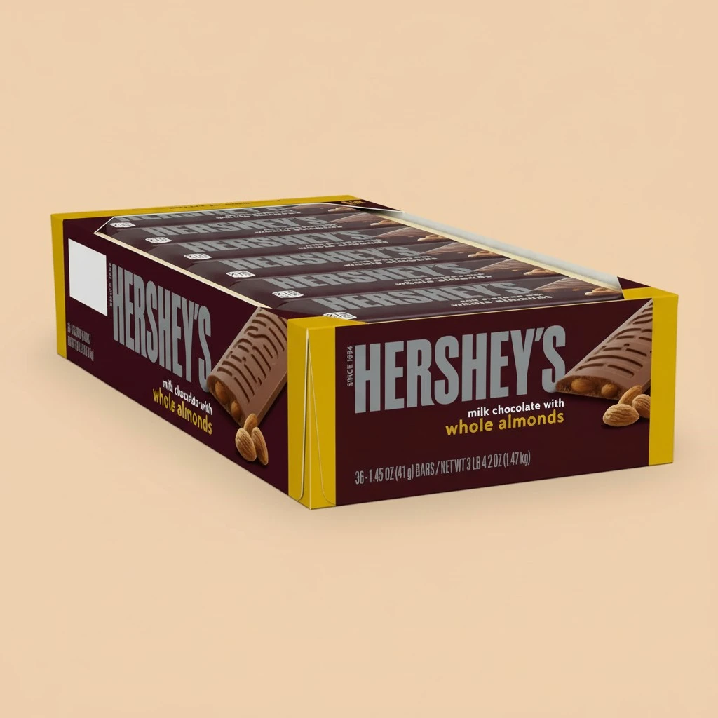 Hershey's Milk Chocolate with Whole Almonds Candy Bar, 1.45 oz., 36/Box (HEC24100)