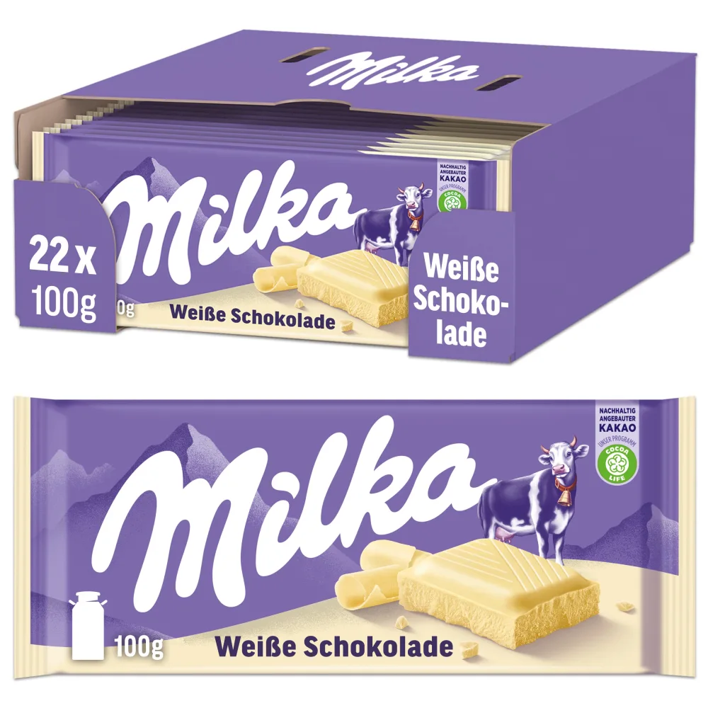 Milka White Chocolate Bar, 3.5 Ounce (Pack of 22)