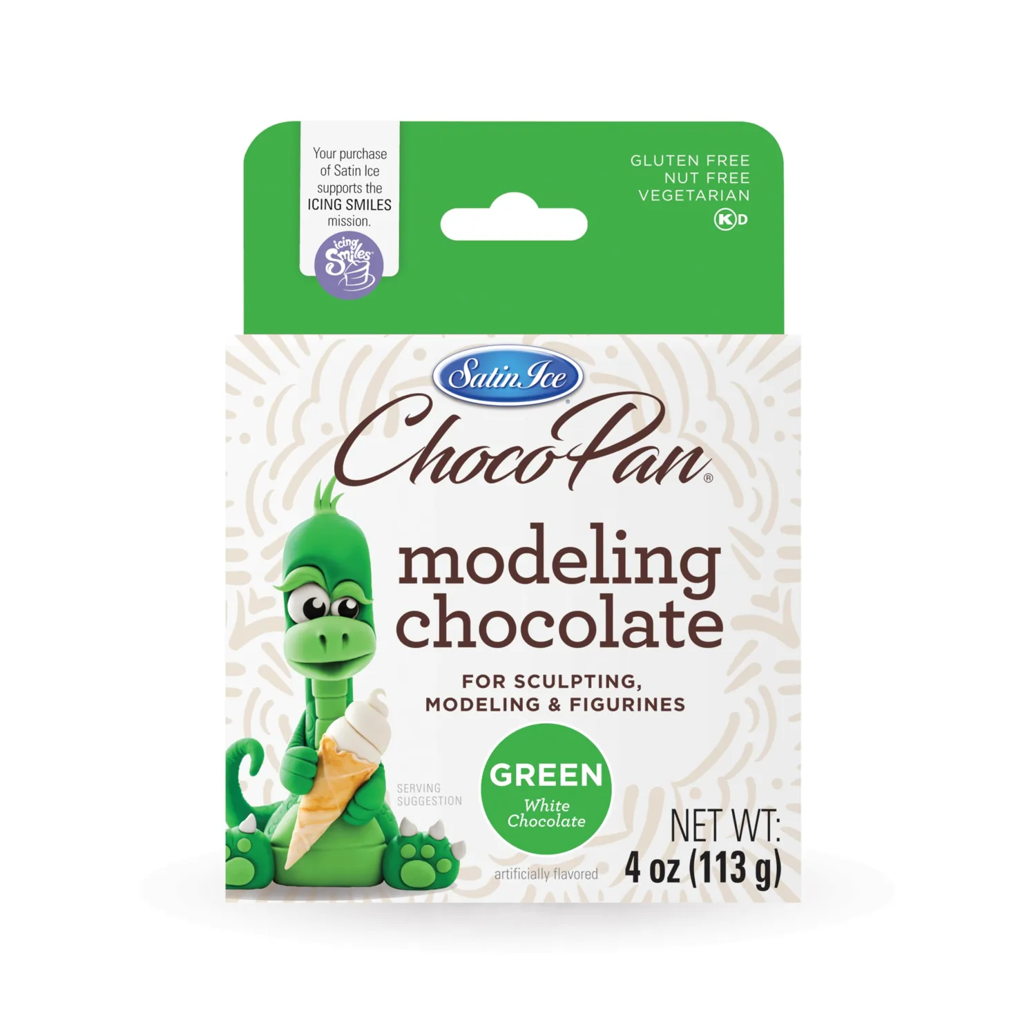 Satin Ice Chocopan Green Modeling Chocolate, 4 Ounce
