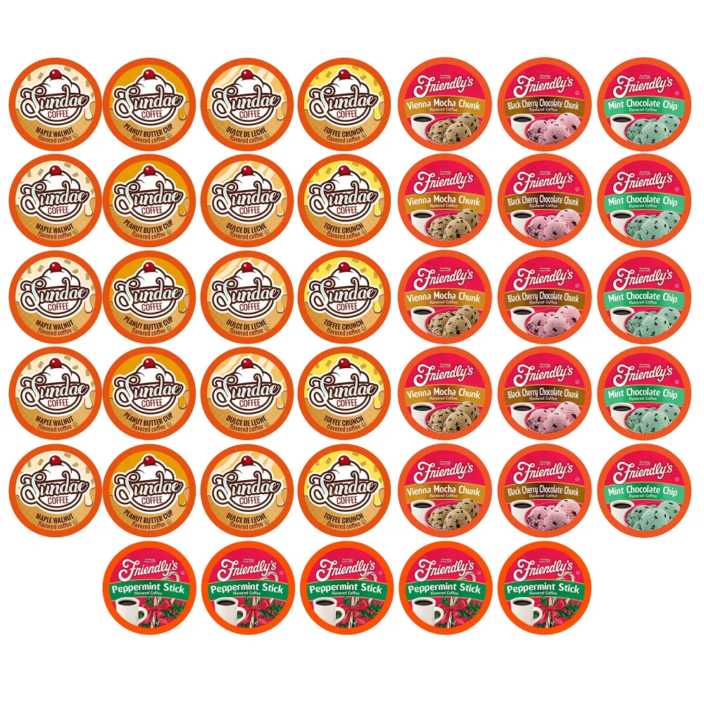 Two Rivers Coffee Ice Cream Flavored Coffee Pods, Variety Sampler Pack for Keurig 2.0 K Cup Brewers, 40 Count